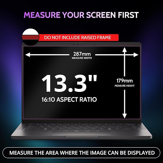 Peslv 360° 4 Way Laptop Privacy Screen for 13.4 & 13.3 Inch 16:10 Aspect Ratio Computer Monitor, Anti Glare Blue Light Spy Filter Private Cover, Bubble-Free Black Security Protector