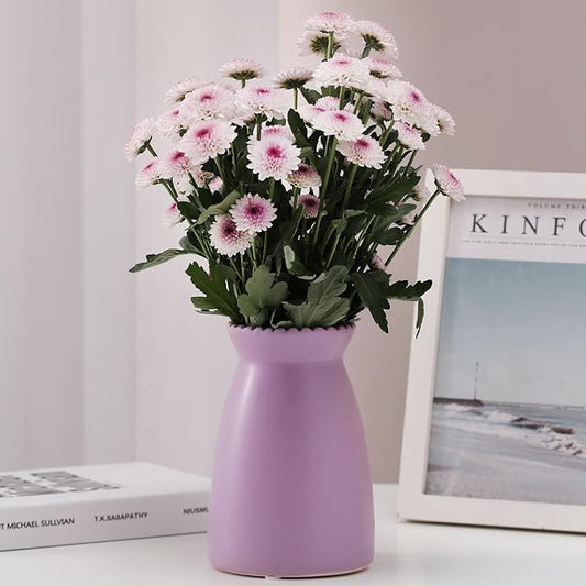 hjn Purpple Flower Vase – Minimalist Ceramic Vase, Decor Vases for Flowers/Centerpieces/Table/Office/Living Room/Bookshelf/Mantel-(Purple)