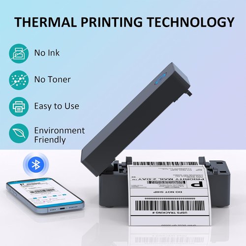 Shipping Label Printer - Skiennix 4x6 Bluetooth Thermal Printer for Small Business | Compatible with iOS, Android, Mac & Windows - Navy Blue