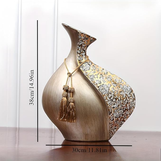 European Style Ceramic Flower Vase |15 Inch Pottery Big Boho Vase for Home Decor, Modern Decorative Vase for Dining Table,Not Suitable for Water, Suitable for Dry Flowers and Simulated Flowers