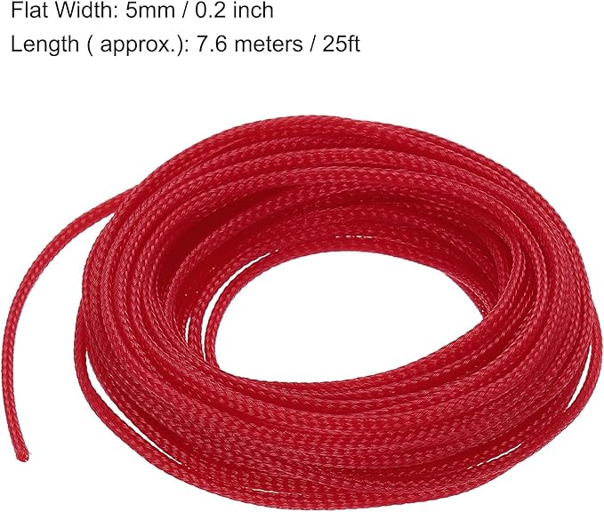 uxcell PET Expandable Sleeving 25ft 1/8" Red Cable Management Sleeve Cord Organizer for Wrap Protect Cable