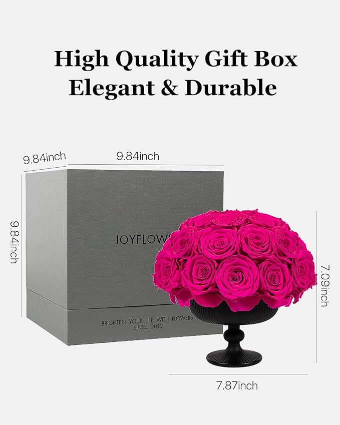 JoyFlower Preserved Flowers Vase Ceramic Decor, Eternal Flower Vases for Centerpieces, Forever Flower Decorations for Party Home Wedding Table Living Room Bedroom, Ceramic Flower Vase House Decor