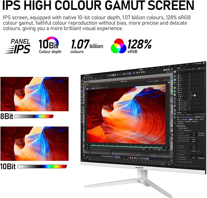 Gawfolk 28 inch UHD 4K Computer Monitor, IPS Ultra HD (3840×2560p) Screen, 3:2, 10Bit, 1.07 Billion Colours, 128% sRGB, Built-in Speakers, 178° Wide Viewing Angle DisplayPort 1.4 & HDMI 2.0, White