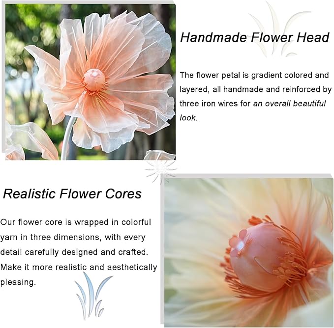 Giant Flowers for Decoration,Wedding Reception Essential Decoration,5.6 Ft Big Artificial Silk Flower with Stems and Stands,Party Banquet Background Decor，Home Decor（Orange Champagne）