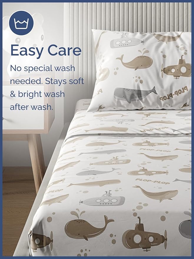 Kids Submarines Full Sheet Set - Cute 4 Piece Full Bed Sheets For Kids - Deep Pocket Wrinkle Free - Submarine Kids Sheets - Printed Kids Full Size Submarine Sheets - Soft Full Sheets - Boys Toddlers