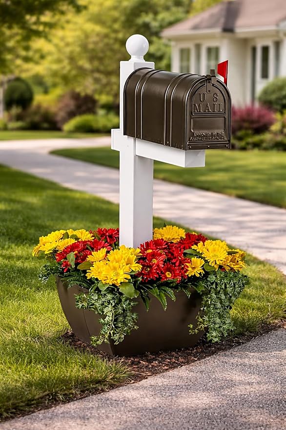 SnapPot® Mailbox Planter Wrap – 24 Inch Resin Planter for 4x4 and 6x6 Posts, Extra Large 16+ Gallon