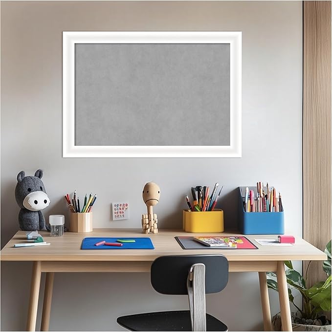 Amanti Art White Framed Magnetic Board 19x27 Medium Vision Board for use with Magnets, 100% Metal Sheet to Display Items as Office Decor or for Home Organization in mudroom, Kitchen or Kids Room
