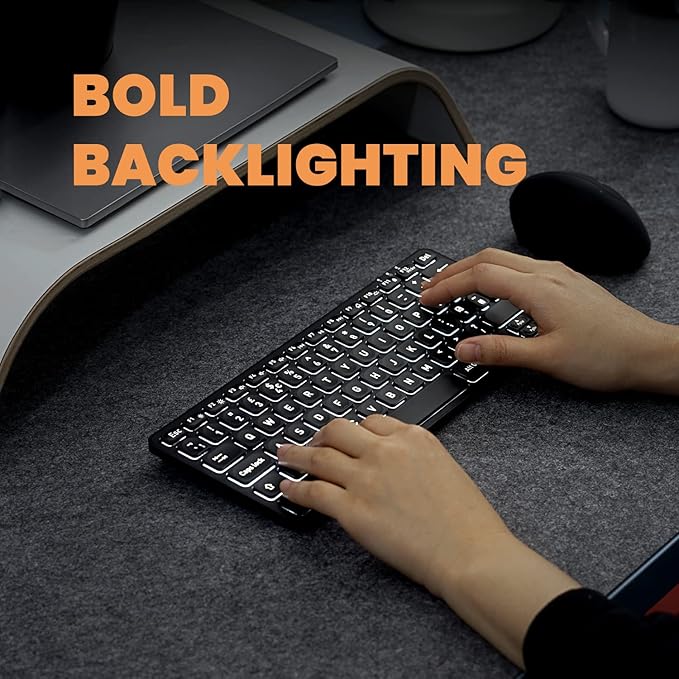 Perixx PERIBOARD-732B Wireless Backlit Mini Keyboard - X Type Scissor Keys - White Backlit - US English,Black,11950