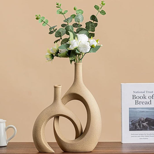 Intertwined Couple Vase Set - 2-Piece Ceramic Vases for Anniversary/Wedding Gifts, Rustic Farmhouse Decorative Vase for Living Room/Dresser, Gifts for Couples (His & Hers)