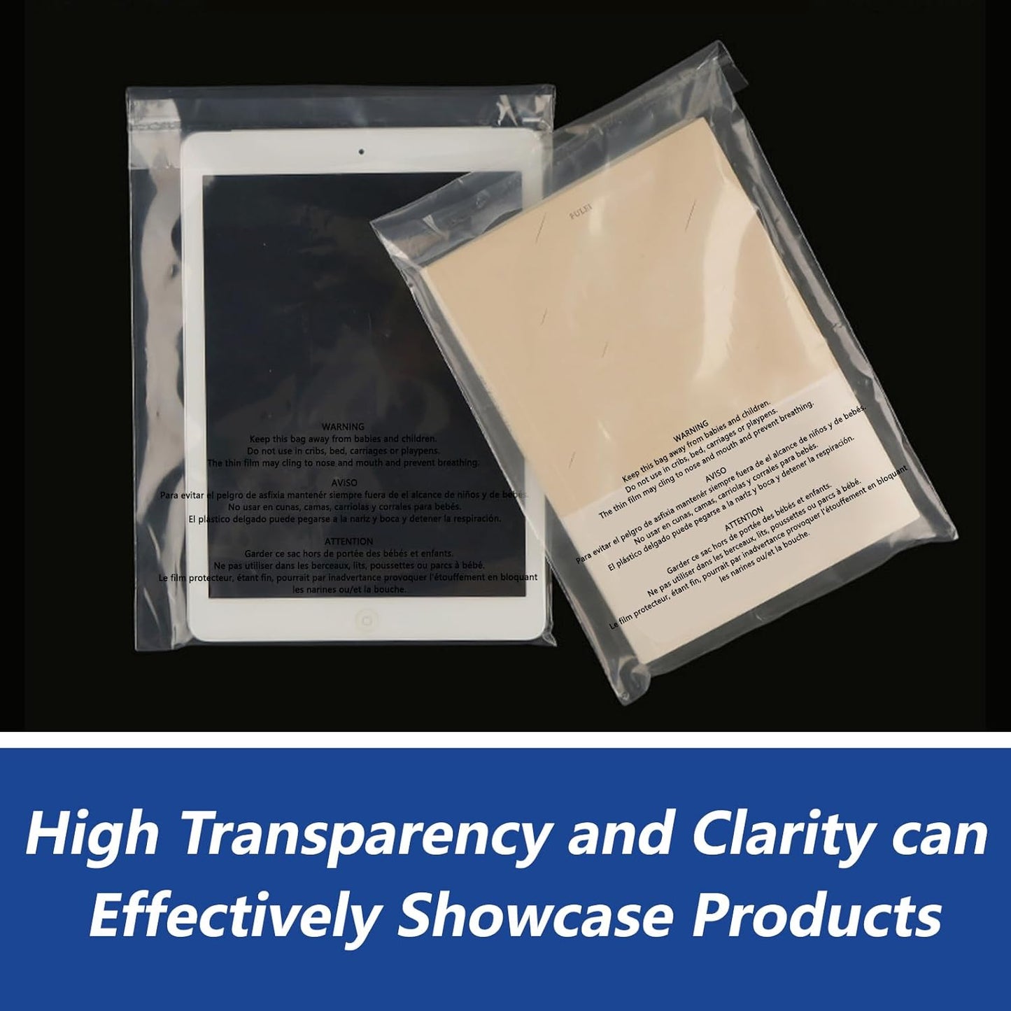 Skiennix Clear Poly Bags - Self-Seal 11" x 14" (1000 Count) with Suffocation Warning for Packaging Shirts & Clothing