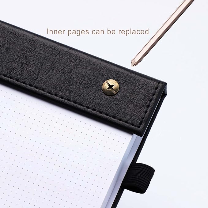 Mogoostry A5 Dot Planning Pads 5.9" x 8" Planner To Do List Memo Note Pads Screw Binding Writing Paperboard Notepad, 100 Sheets per Pack, Black