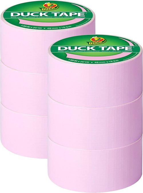 Duck Brand Duct Tape - Baby Pink Color | 6-Roll Pack for Creative Projects & Repairs