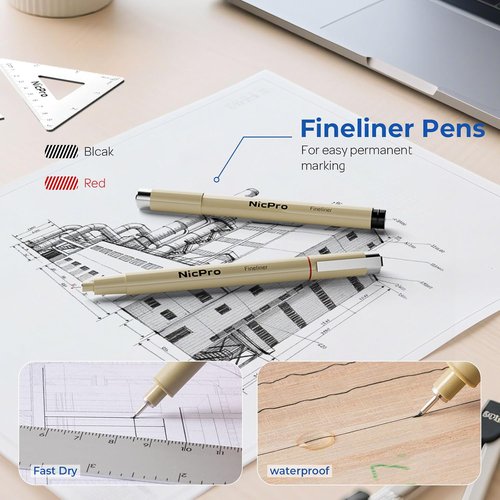 Nicpro 30PCS Professional Drafting Tools Set - Complete Geometry Kit with Case, Protractor, Rulers & Templates