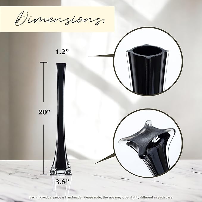 Craft And Party, Pack of 12, Eiffel Tower Vases Centerpiece for Flower, Wedding, Decoration. (20", Black)