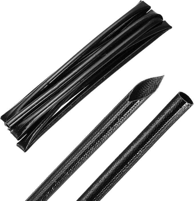 MECCANIXITY 10ft Braided Cable Sleeve, 5/16" ID 200C High Temperature 1500V Fiberglass Wire Insulation Cord Protector Organizer Wires Management for Motor Engine Fuel Line, Black