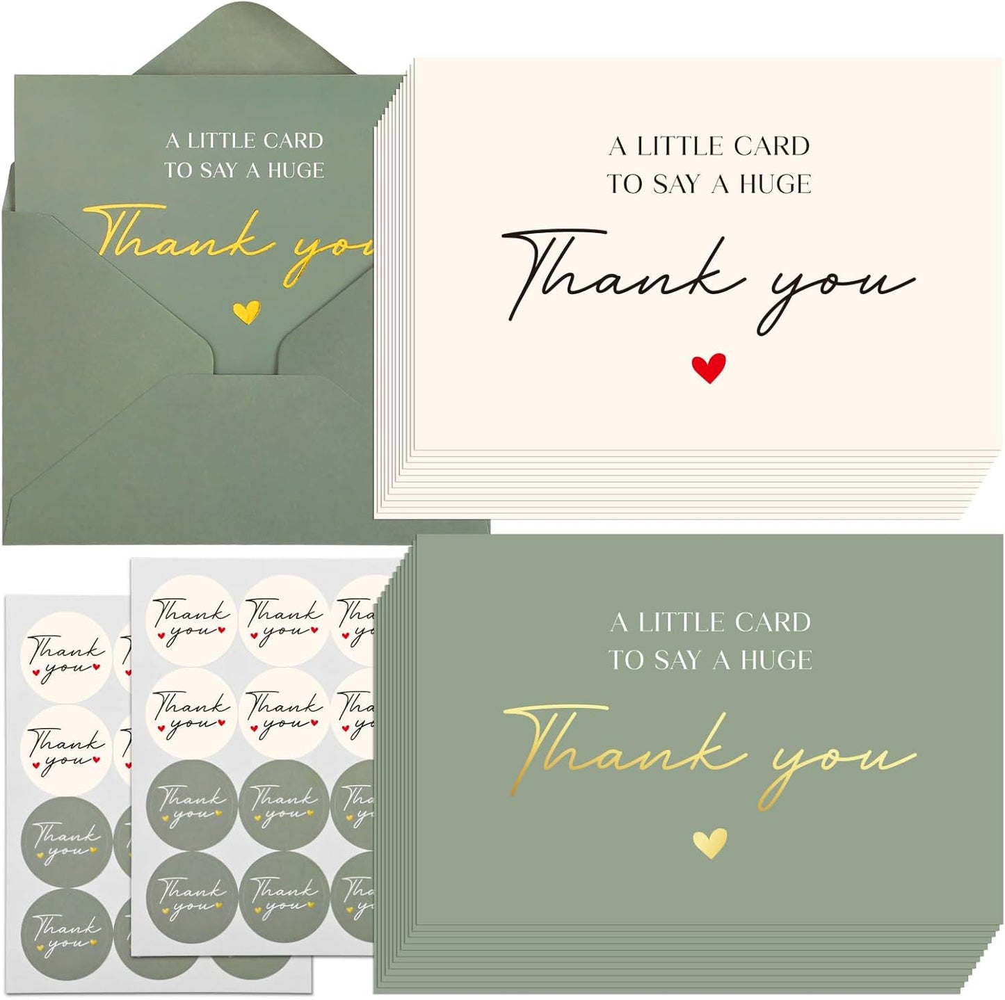 Thboxes Thank You Cards - 36 Pack 4x6 Inch Blank Note Cards with Envelopes & Stickers for All Occasions