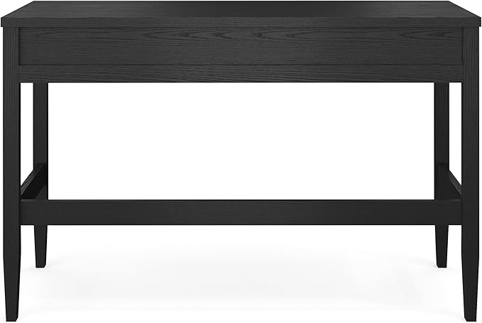 Martha Stewart Rhett Home Office Desk with 3 Drawers and Tapered Legs in Black with Oil Rubbed Bronze Hardware