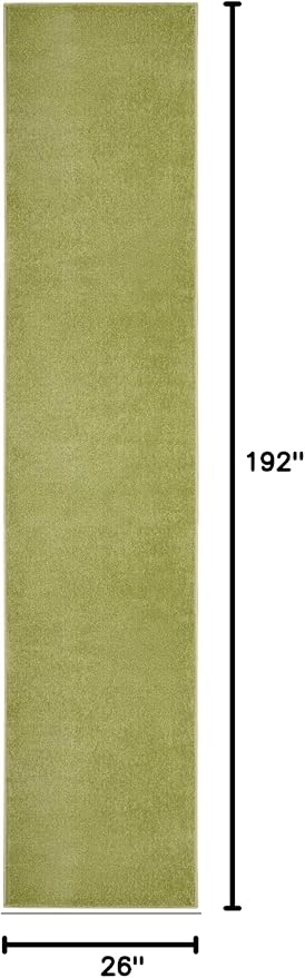 Nourison Home Nourison Essentials Green 2'2" x 16' Area Rug - Easy Clean, Non Shedding, Bed Room, Living Room, Dining Room, Kitchen (16' Runner)
