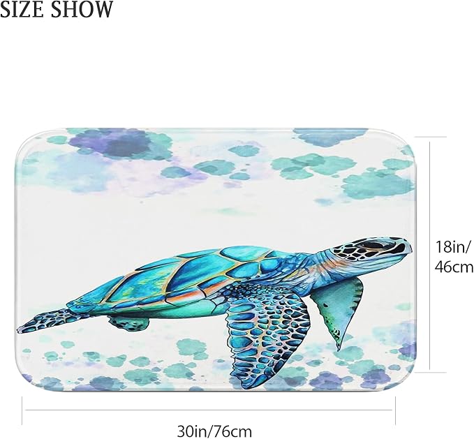 Britimes Bath Mat for Bathroom sea Turtle Washable Floor Rug Carpets Floor Mat Bathroom Decorations 18x30 inches for Kitchen Bedroom Indoor