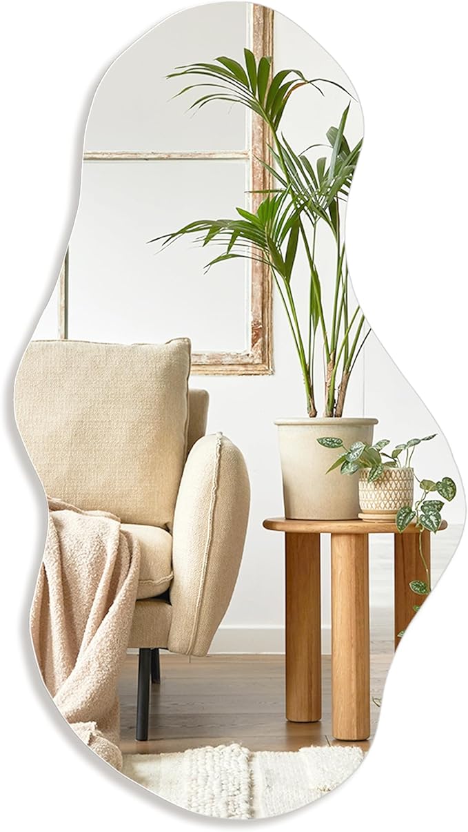 PERFNIQUE Irregular Wall Mirror Asymmetrical Mirror, 43''x24'' Decorative Modern Wall Decor for Bathroom Bedroom Living Room Entryway, Cloud Frameless, Wall Mounted(43''x24'', Cloud)