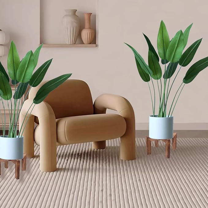 Indoor Plant Stand, Wooden Flower Pot Holder, suitable for 5-12 inch flower pots, Home and Garden (Wood Color-2 pack)