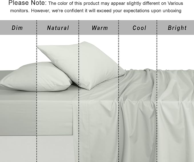 RUVANTI 100% Organic Cotton Sheets King Size, Percale Weave, GOTS Certified, 4-Piece Set, Deep Pocket 15", Crisp & Breathable, Soft Durable Bedding, Sábanas Algodón Orgánico – Mineral Gray