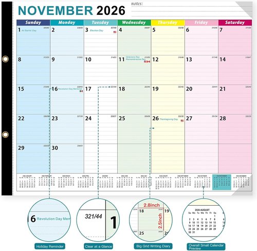 AgePlace Extra-Large 2026-2027 Desk Calendar - 22" x 17" Monthly Planner for Home & Office