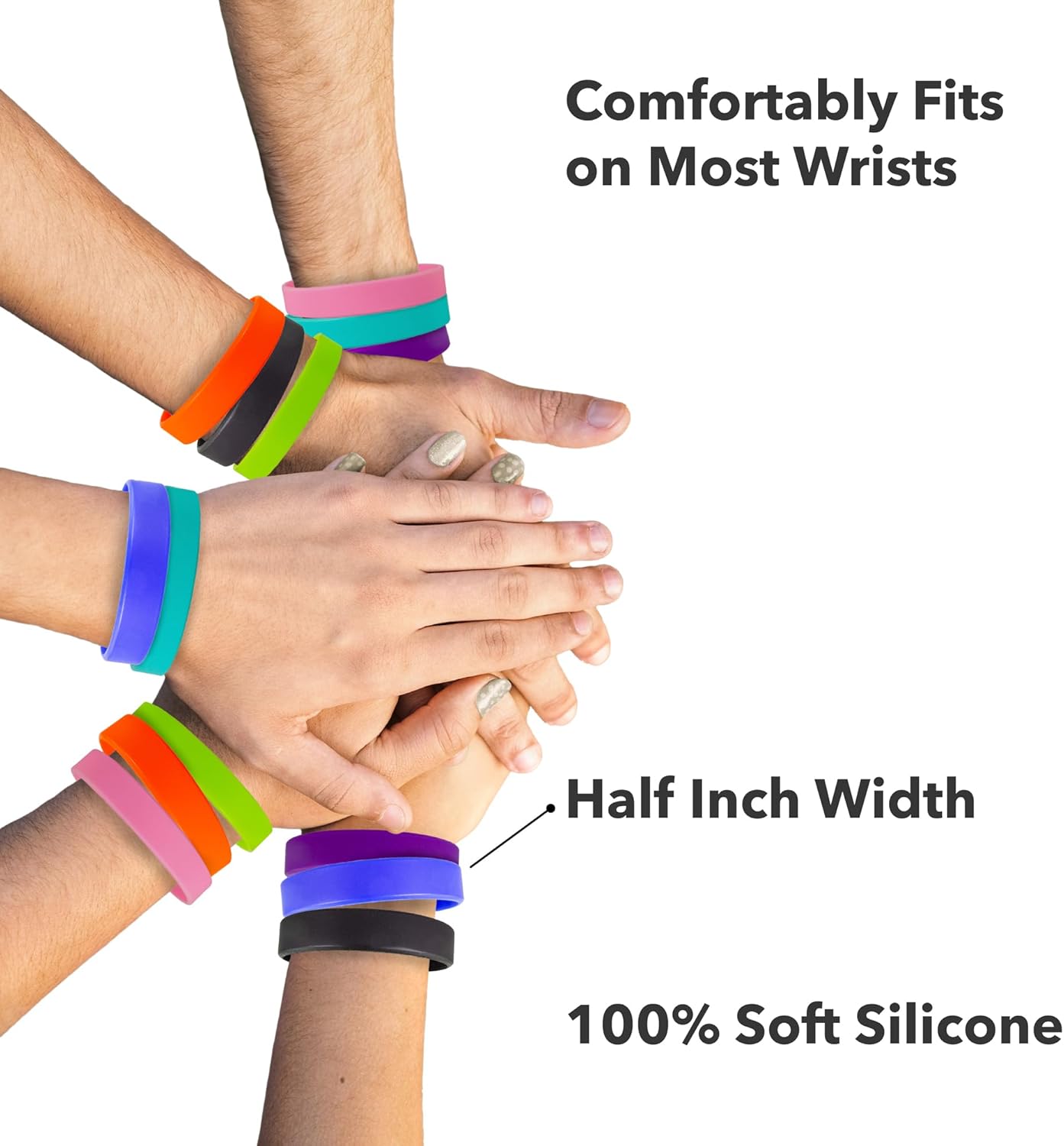WristCo 12 Purple Silicone Wristbands - Durable Rubber Bracelets for Events & Fundraisers | Fast USA Shipping