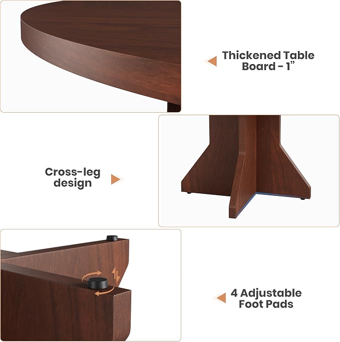 Garvee Round Dining Table for 4-6 People - 47" Circle Kitchen Dinner Table with Sturdy Pedestal Base, Small Spaces Dinning Room Furniture for Living Room, Kitchen, Apartment, Walnut