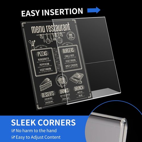 Clear Acrylic Sign Holder 8.5 X 11 - L Shape Display Stand for Office & Home | 12 Pack