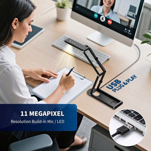 NetumScan 4K USB Document Camera - Foldable Webcam with Microphone & Autofocus | A3 Size for Classroom & Remote Teaching