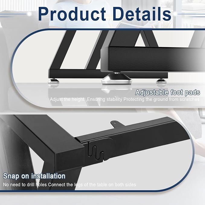 Metal Table Legs 28 inch High, Dining Table Legs with Crossbeams, Heavy Duty Industrial Desk Legs, Modern DIY Desk Legs Suitable for Office, Study, Restaurant, Coffee （BALCK, 39 X 16 X 28 IN)