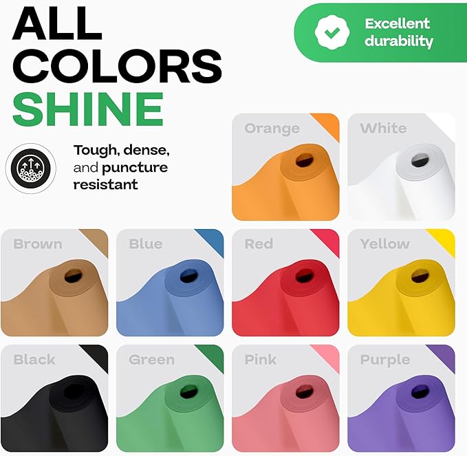 Assorted Colors Kraft Paper, Set of 10 Rolls 12" x 1200" (100 ft) - USA-Made Natural Multi-Color Construction Paper for Kids' Arts & Crafts, School & DIY Projects, Gift Wrapping by IDL Packaging