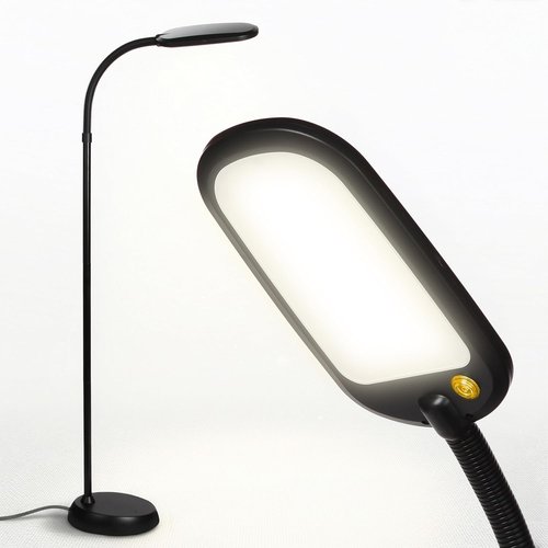 Brightech Litespan Slim LED Floor Reading Lamp - Tall & Dimmable with Adjustable Gooseneck - Black