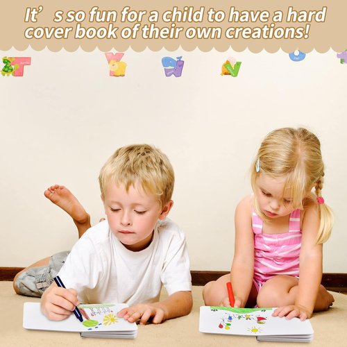 Gueevin 4 Pcs Hardcover Blank Board Books - Chunky Thick Pages for Kids & Adults | 5 x 5 Inch