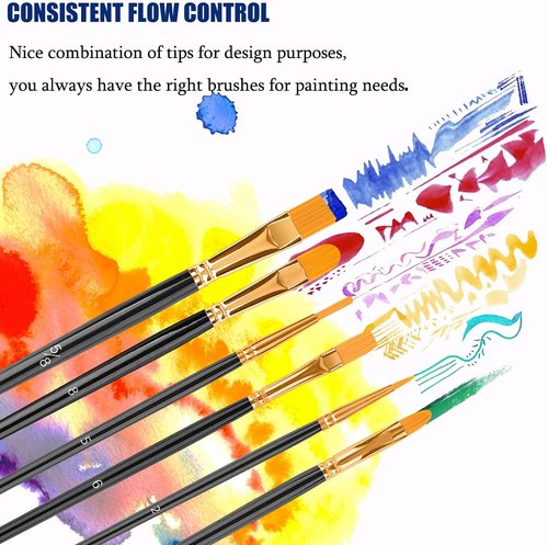 Skiennix 20-Piece Paint Brush Set - Versatile Brushes for Acrylic, Oil, and Watercolor Painting | Ideal for Artists and Crafts