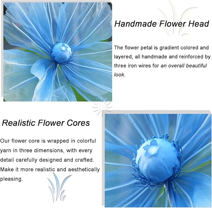 Giant Flowers for Decoration,Wedding Reception Essential,5.6 ft Huge Artificial Silk Flower,Ideal for Party Banquet Background Decor and Photographic Props(Blue)