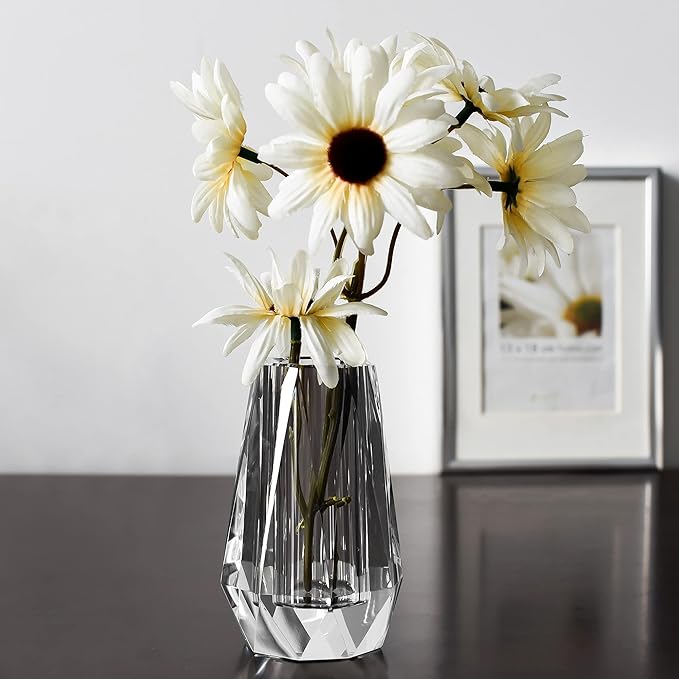 kitCom Flower Vase, Modern Mini Crystal Vase, Lead-Free Flower Vase, European Crafted for Table, Home Decoration, Wedding or Luxury Gifts, 2.4 x 2.4 x 4 Inches