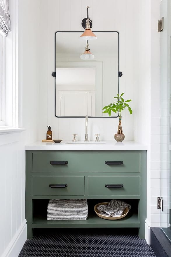TEHOME Pivot Mirror Oil Rubbed Bronze Tilt Mirror Large Metal Framed Rectangle Tilting Beveled Vanity Mirrors for Wall, Vertical Hanging, Overall 34.14 x 40 inches (Mirrror 30 x 40 inches)