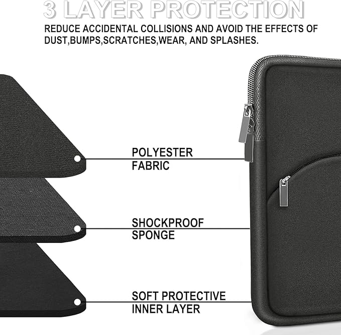 13.3 inch Laptop Sleeve, Portable Monitor Protective Laptop Case with Front Pocket Computer Bag Compatible with MacBook Air Pro 13.3 inch 14 inch, Dell, HP, Grey