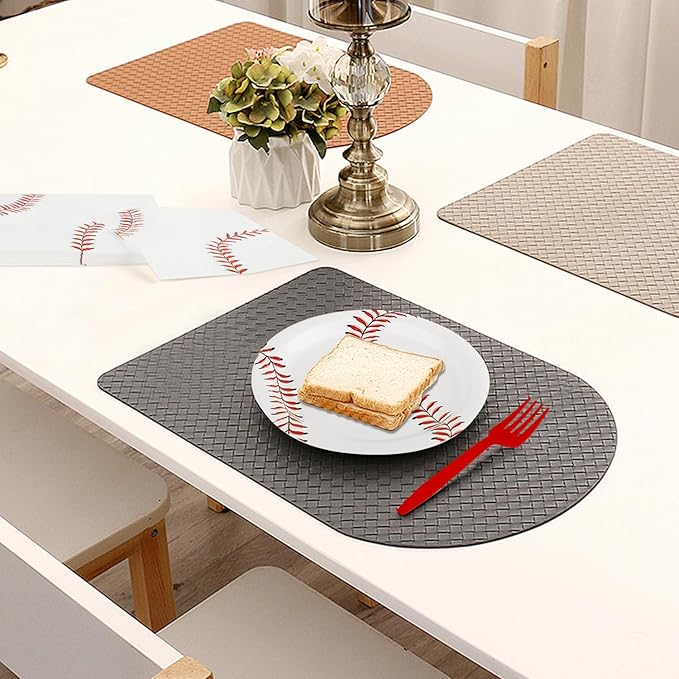 96 PCS Baseball Party Supplies, Disposable Tableware Set Baseball Paper Plates Napkins Forks, Sports Theme Dinnerware for Boy Birthday Baby Shower Thanksgiving Christmas Party Decor, Serves 24 Guests