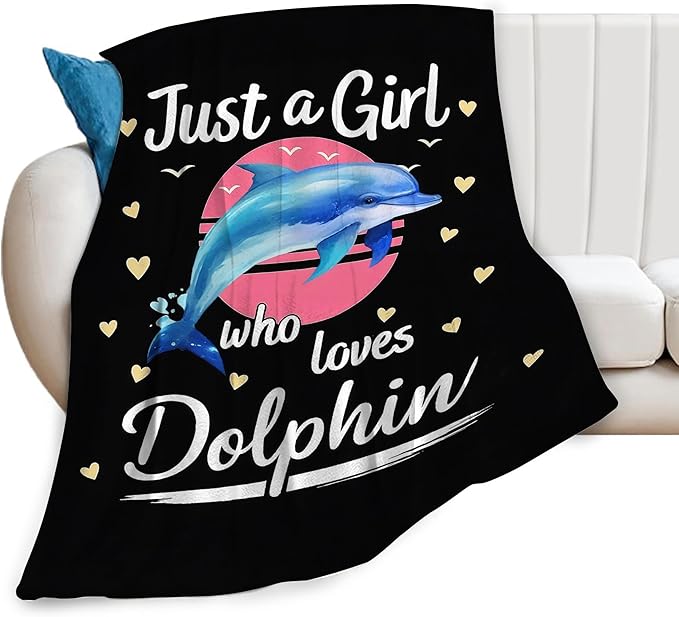 Dolphin Blanket for Girls Ocean Throw Blanket Sea Animal Soft Cozy Fleece Fuzzy Stuffed Plush Flannel Gifts for Women Kids Adults 60"X80"