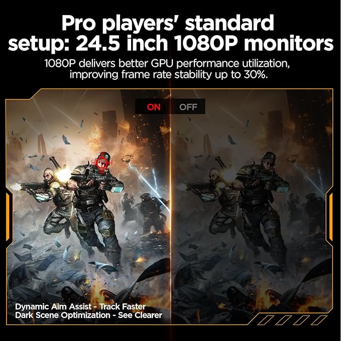 KOORUI 24.5 Inch Gaming Monitor, 1ms, 320Hz Monitor, HDR400, 95% DCI-P3, IPS Display, Adaptive Sync Compatible, Tilt Vertical Height Adjustable, VESA Mount 75x75mm, HDMI & DisplayPor, G2511E