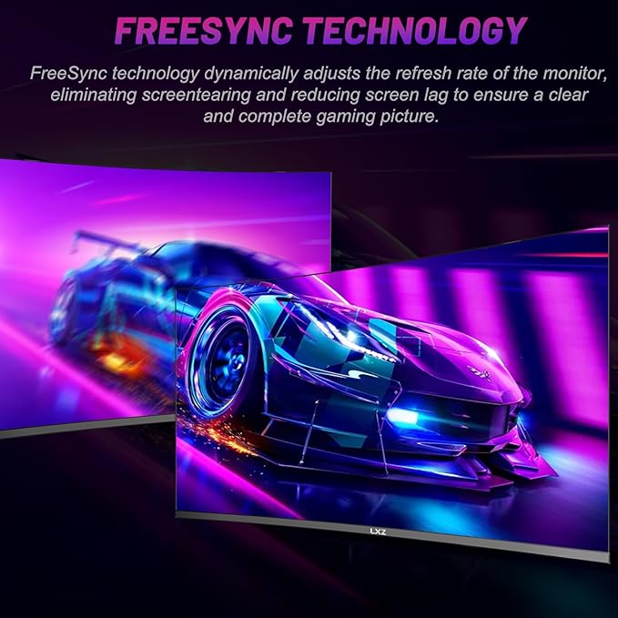 LXZ Curved Gaming Monitor 27 Inch PC Monitor 180hz, Full HD 1080P Frameless 1800R Gaming Display with FreeSync & Eye-Care Technology, DP, HDMI Port - Black