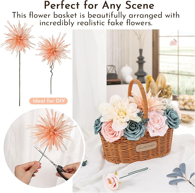 Artificial Flowers Combo Box Dusty Blue Pink Artificial Flowers for DIY Tables Centerpieces Baby Shower Bridal Shower Wedding Bouquet Party Decor