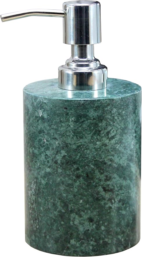 KLEO Soap/Lotion Dispenser - Made of Natural Stone in Green Color - Luxury Bathroom Accessories Bath Set (Green)
