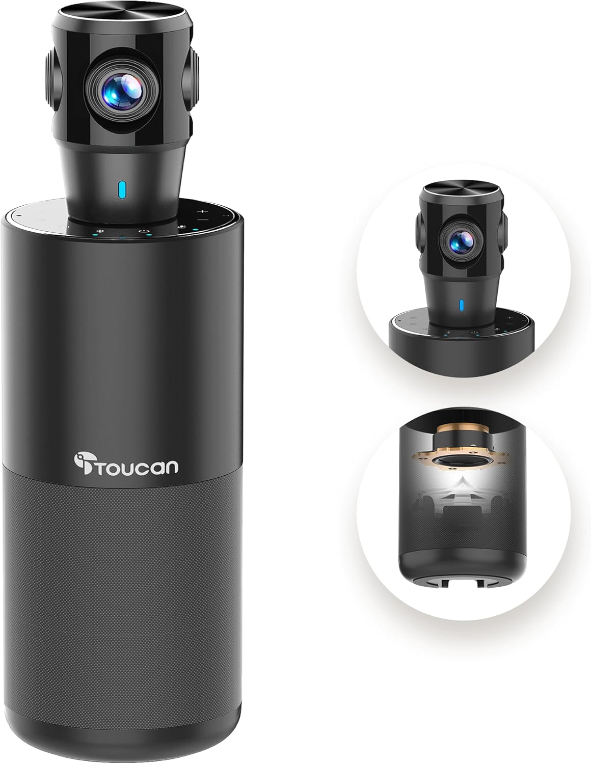 TOUCAN 360-Degree Video Conference Camera - 1080p HD Webcam with AI Tracking & 4 Noise Reduction Mics | Compatible with PC, Mac, Tablet
