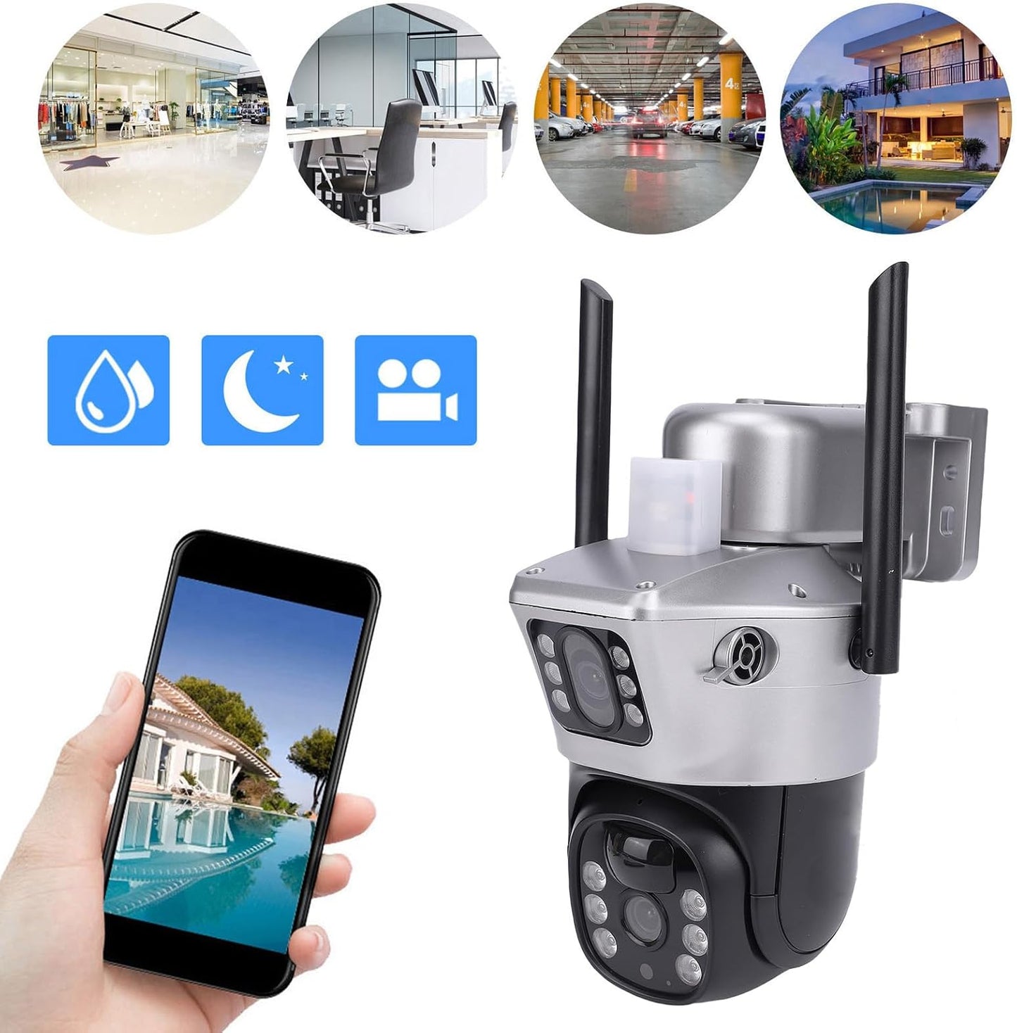 Yoidesu 4G LTE Solar Security Camera - Outdoor Wireless IP66 Dual Lens PTZ with 2K Motion Detection & Two-Way Audio