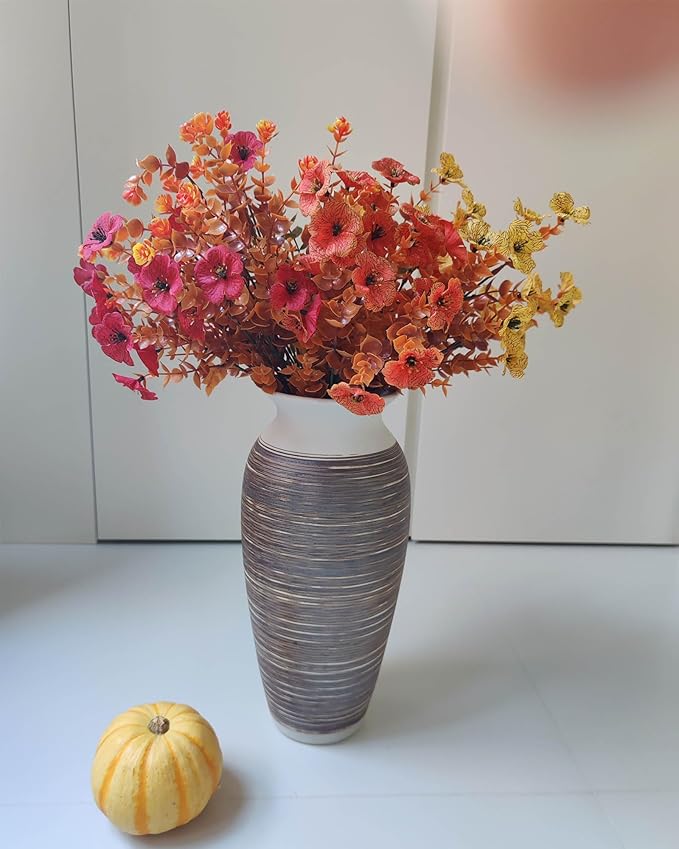 Ceramic Rustic Farmhouse Vase, 12.6" Large Vintage Flower vase Home Decor, Tall Boho Decorative Vases for Living Room, Table, Mantel, Shelf and Centerpieces Decor and Housewarming (D)
