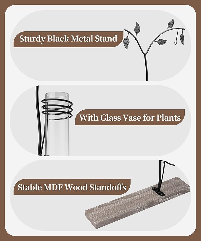 Afuly 5x7 Picture Frame with Bud Vase for Plants Flowers, Family Picture Frames Rustic Double Photo Frame Tabletop Display Decor, Anniversary Wedding Gifts, Dark Brown